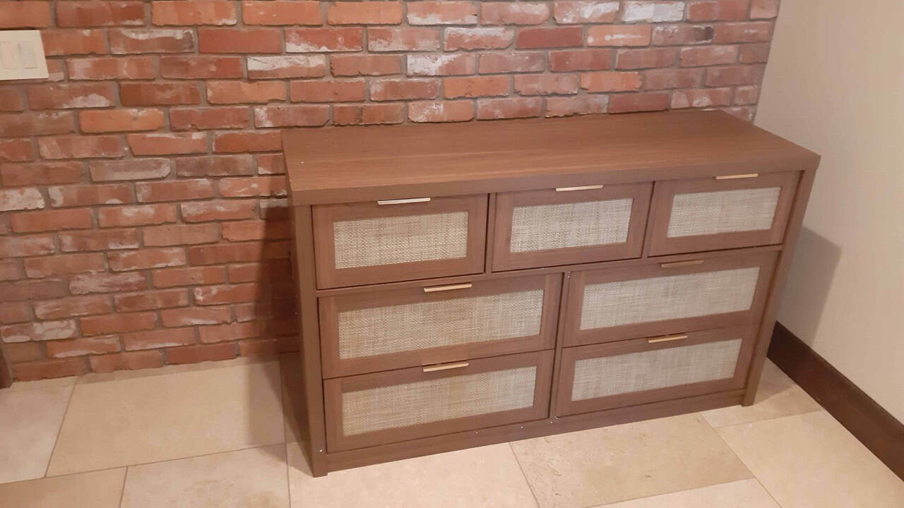 Seven drawer dresser assembly