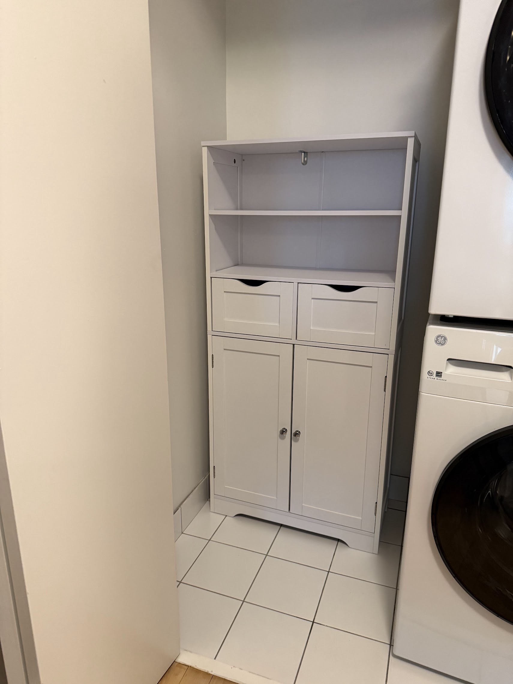 White Bathroom Storage Cabinet Assembly