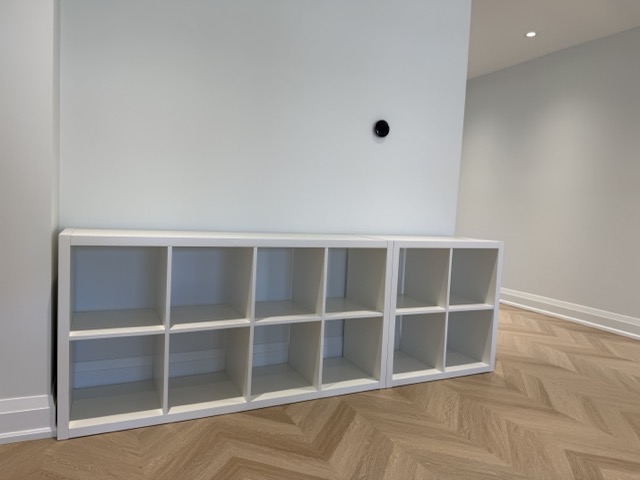 IKEA White Horizontal Cube Shelving Assembly