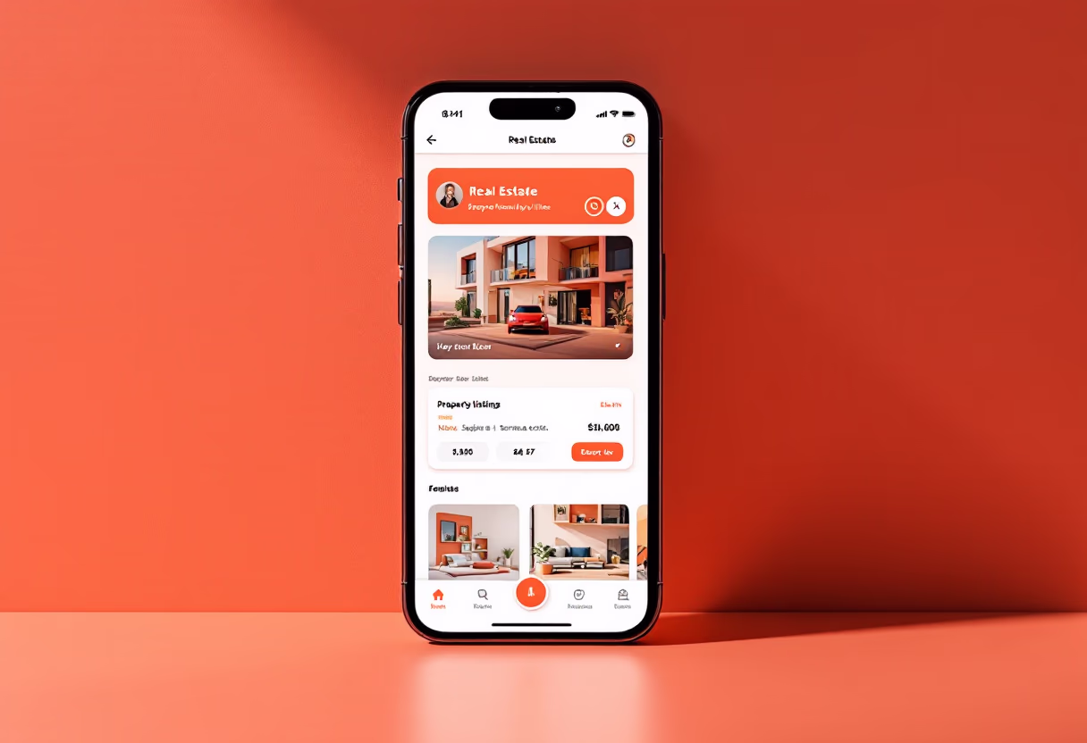 [interface] image showcasing property listings on a mobile device