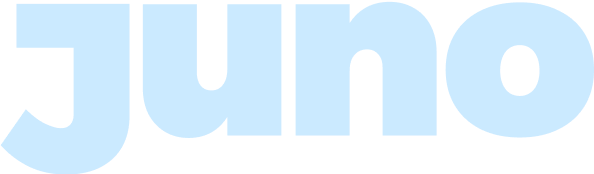 light blue Juno logo showing blocky letters