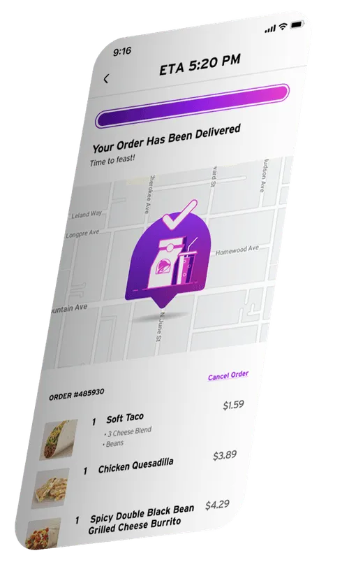 taco bell app iphone skew delivery in process