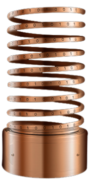Bronze Webby Award trophy shaped like a coiled spring with binary code patterns.