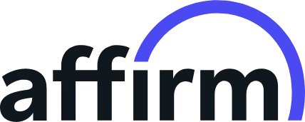 Affirm company logo with a blue curved line arching over the letter 'm'.