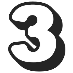 White number three on a black background.