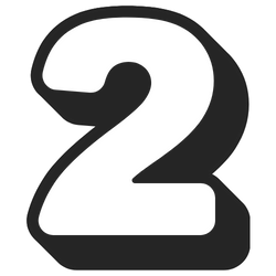 White number 2 on a solid black background.