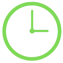 Green clock icon showing the time 3:00.