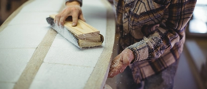 Worker doing restoration work