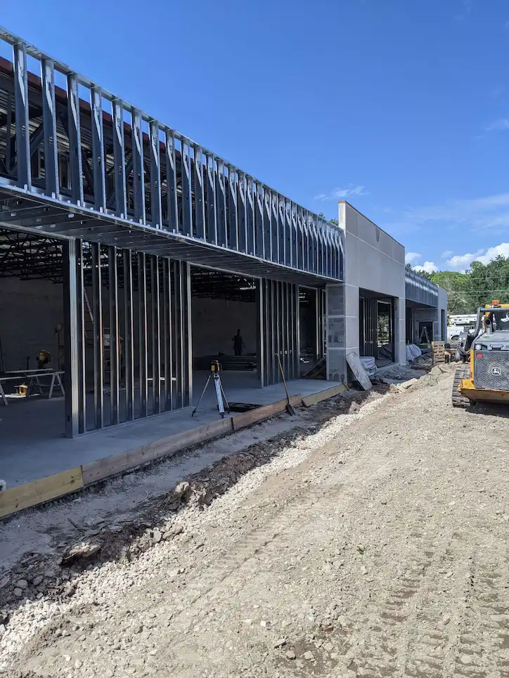 A live construction site with a building in progress