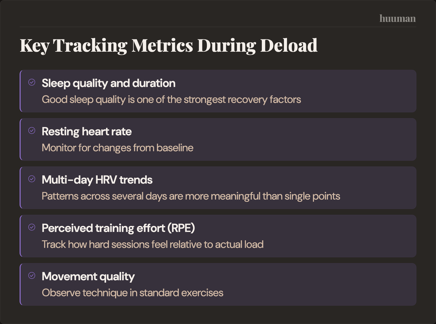 Key Tracking Metrics During Deload