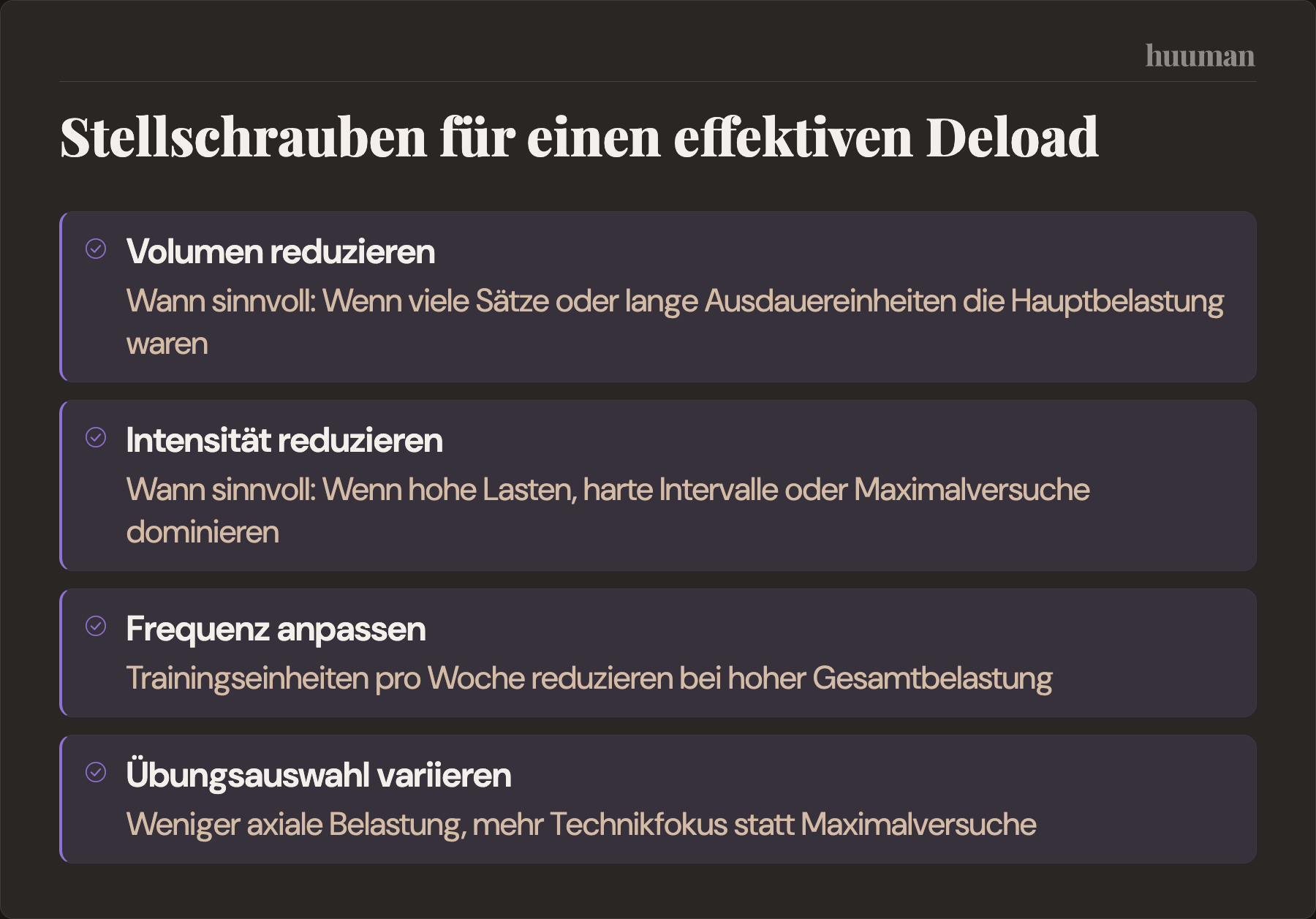 Stellschrauben für einen effektiven Deload