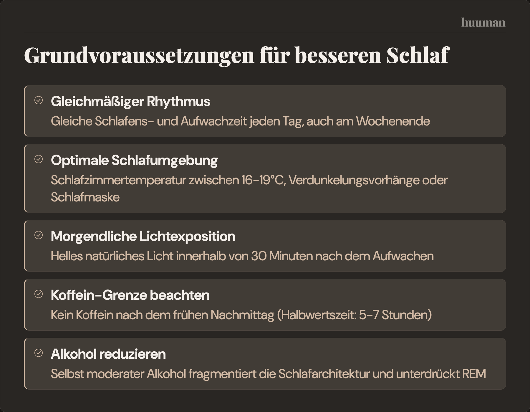 Grundvoraussetzungen für besseren Schlaf