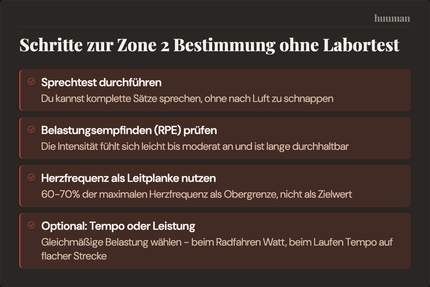 Schritte zur Zone 2 Bestimmung ohne Labortest