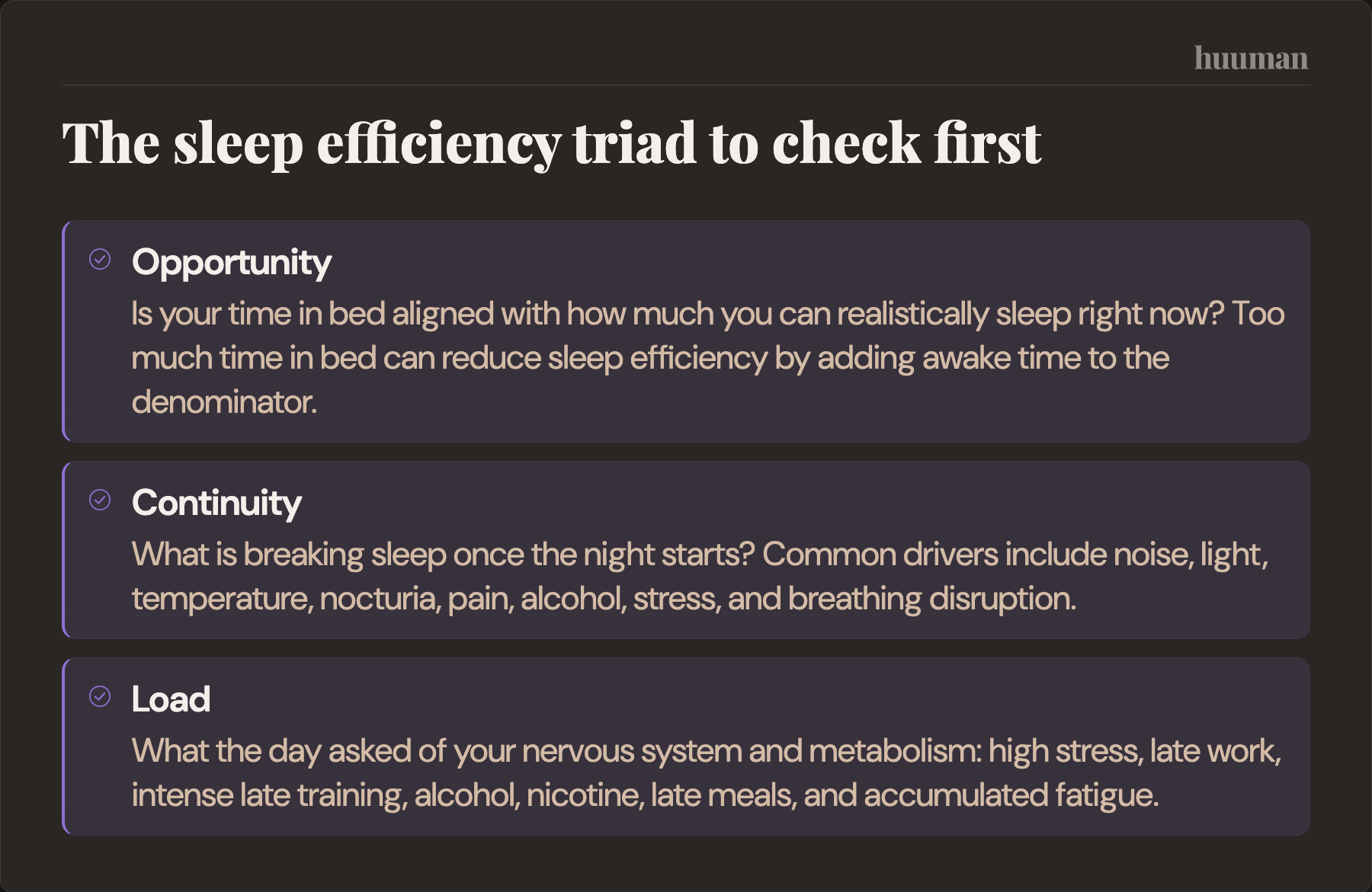 The sleep efficiency triad to check first