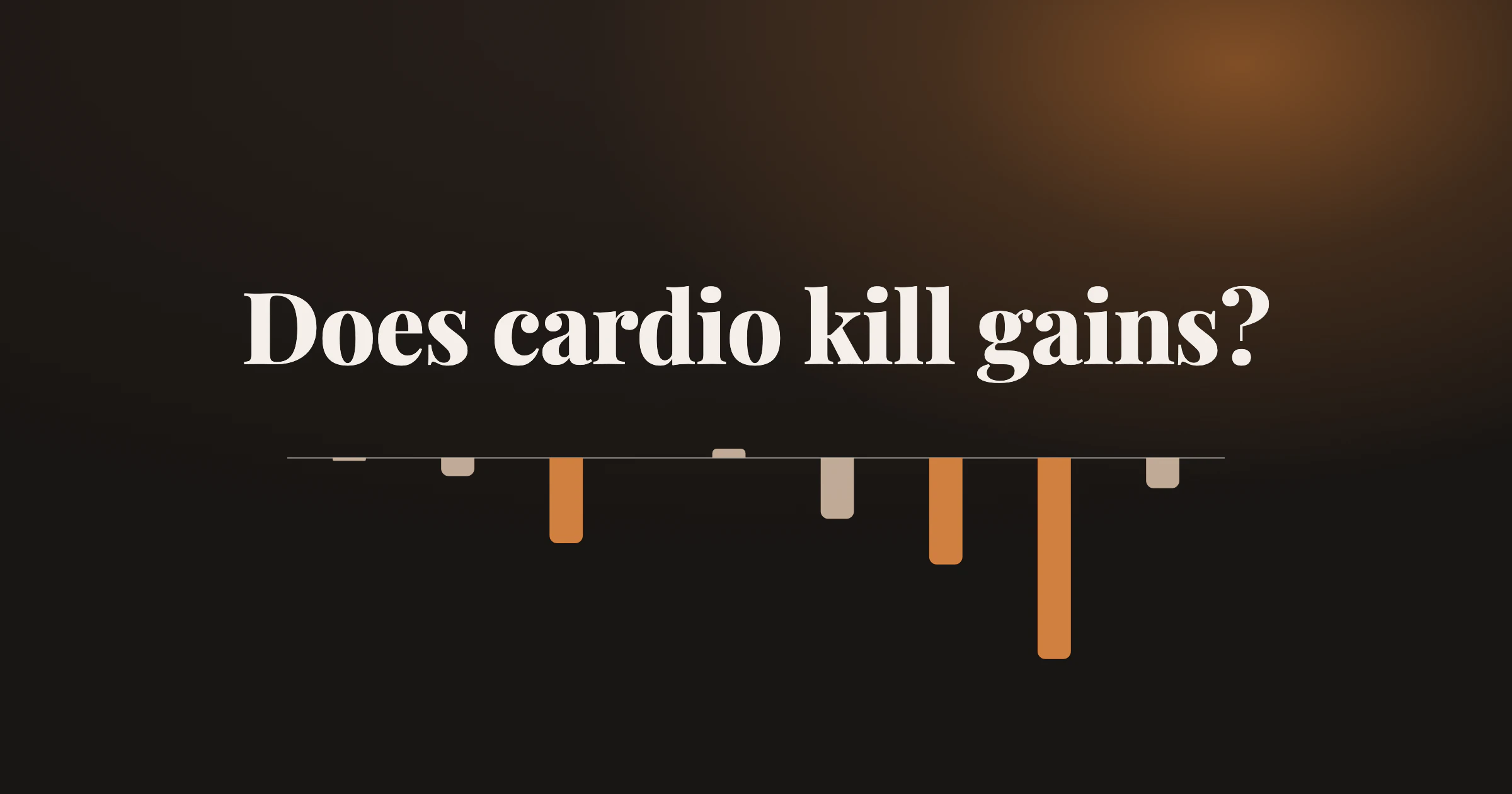Bars around a zero line showing that cardio did not measurably slow muscle growth or maximal strength, under the title Does cardio kill gains
