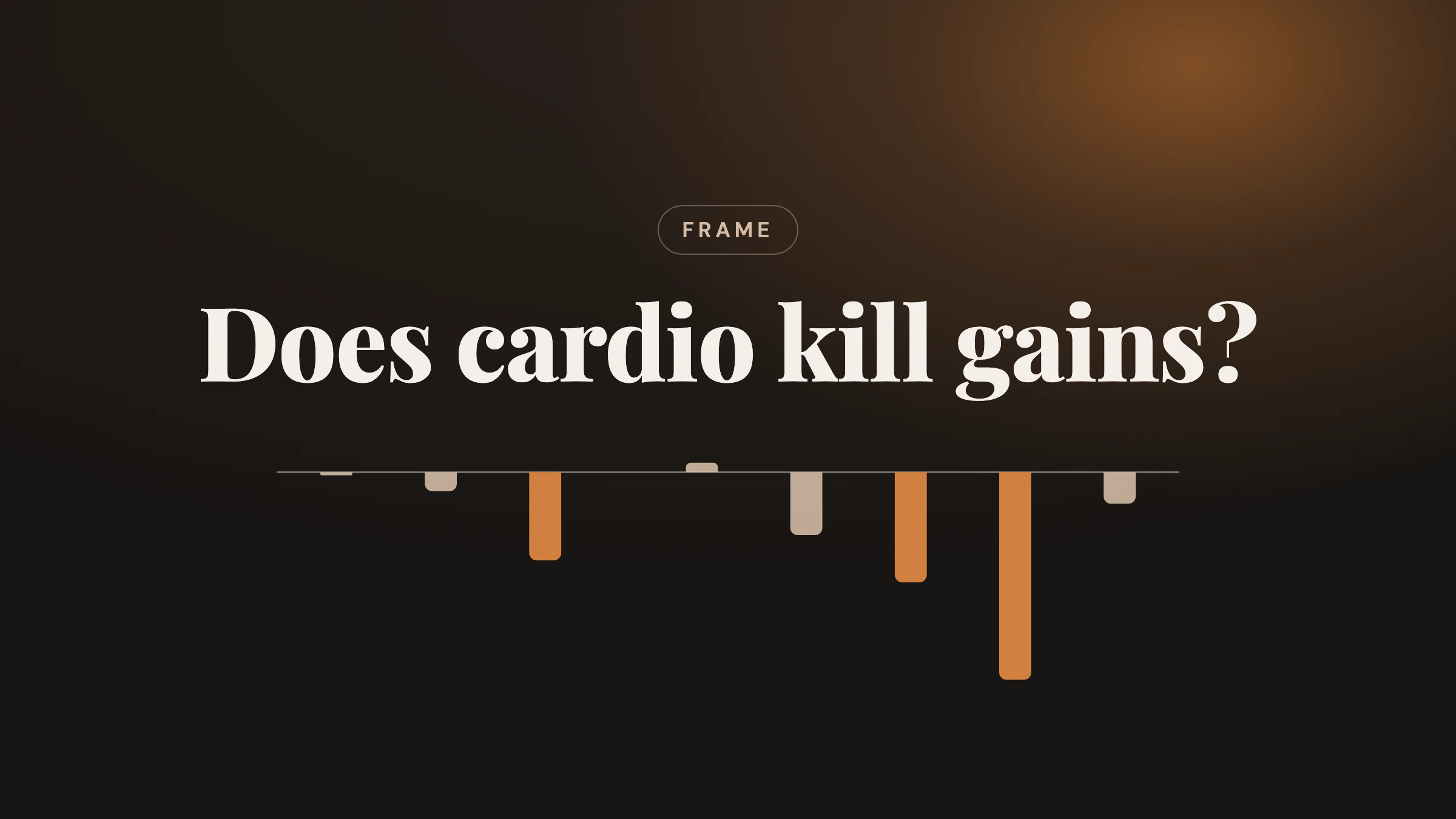 Bars around a zero line showing that cardio did not measurably slow muscle growth or maximal strength, under the title Does cardio kill gains