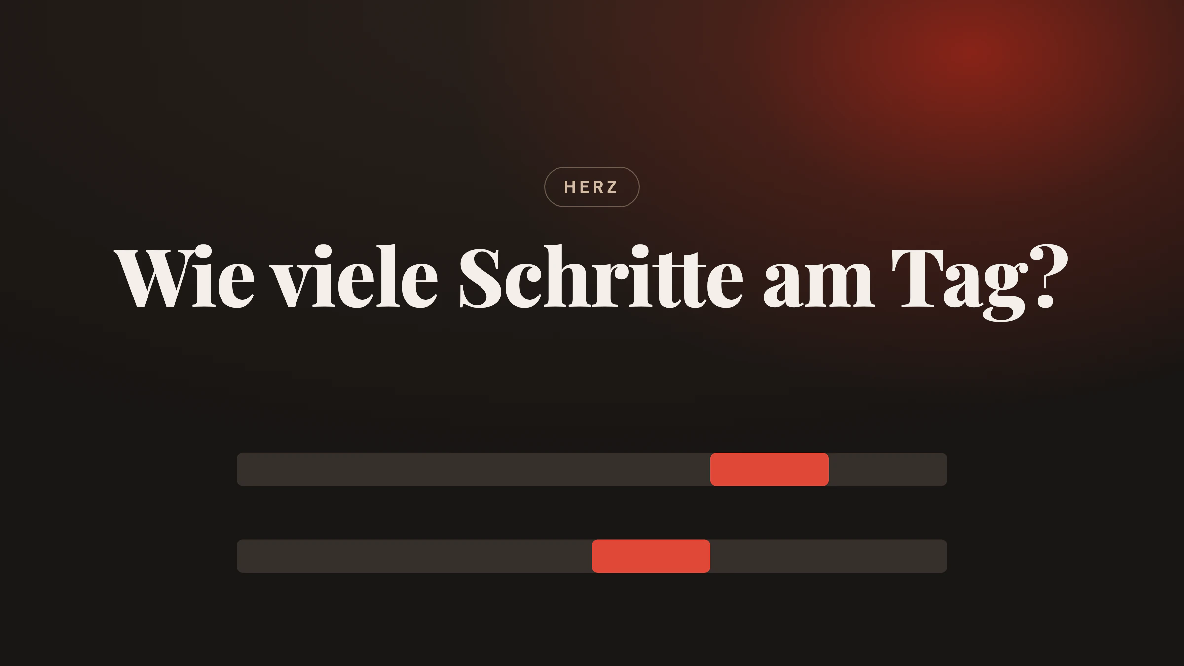 Rote Spannenbalken zeigen, ab wann mehr Schritte das Sterberisiko kaum noch senkten: etwa 8.000 bis 10.000 unter 60 und 6.000 bis 8.000 ab 60, unter dem Titel Wie viele Schritte am Tag?