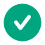 Green circular icon with a black checkmark inside.