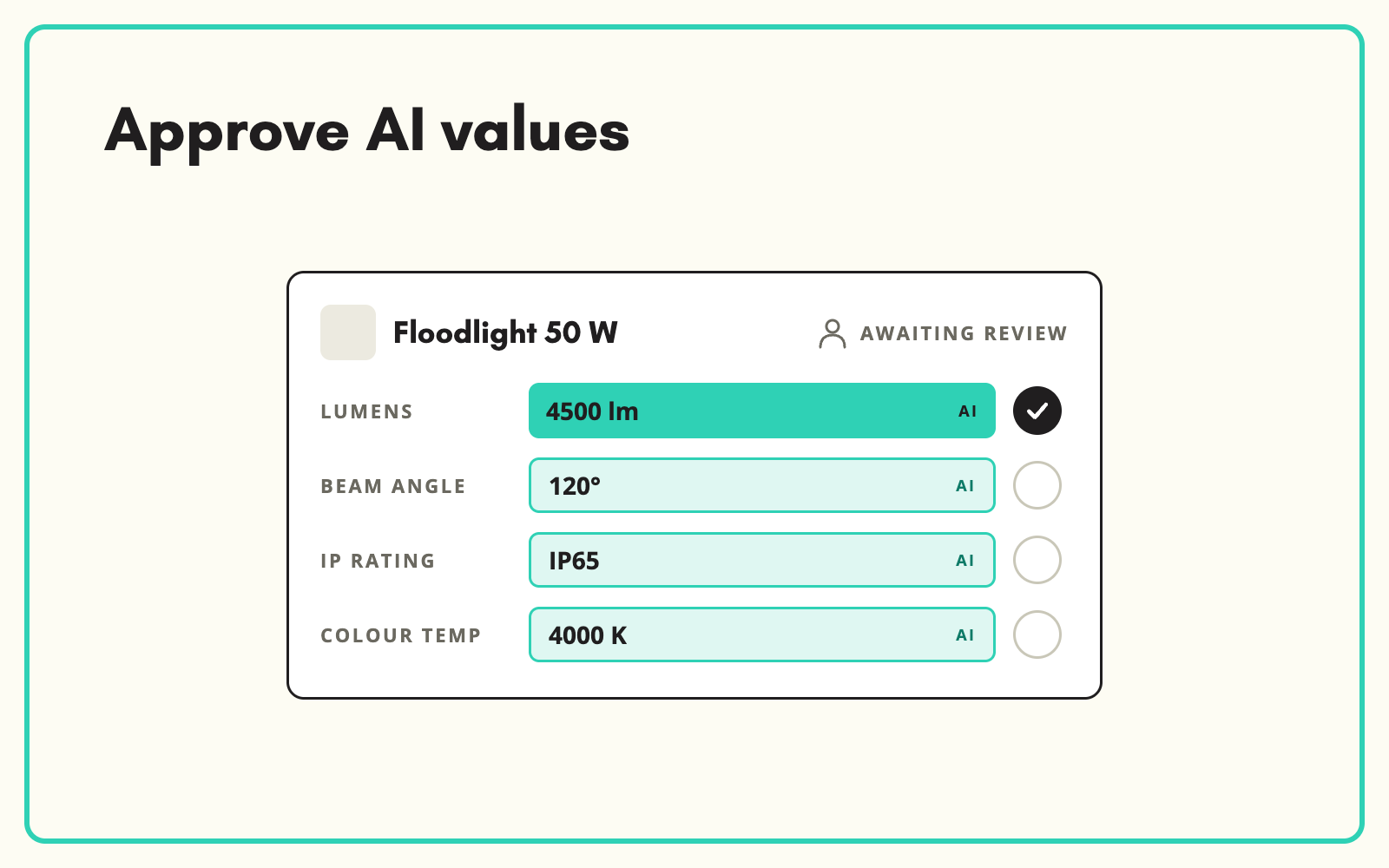 Approve AI-generated product data before it goes live