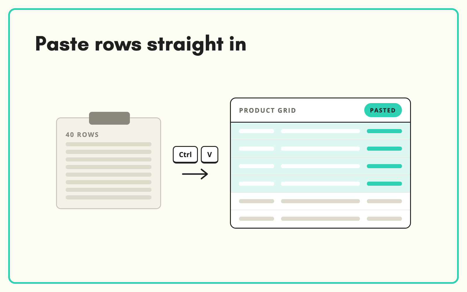 Paste product data straight in from a spreadsheet