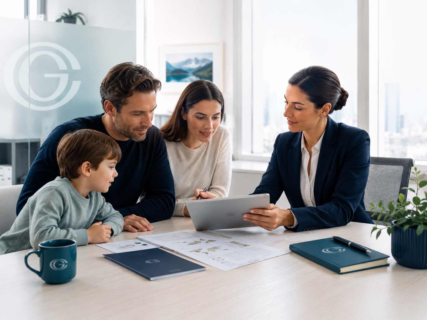 Família recebendo orientação profissional para planejamento de mudança internacional com apoio da Clarity Global and Advisory