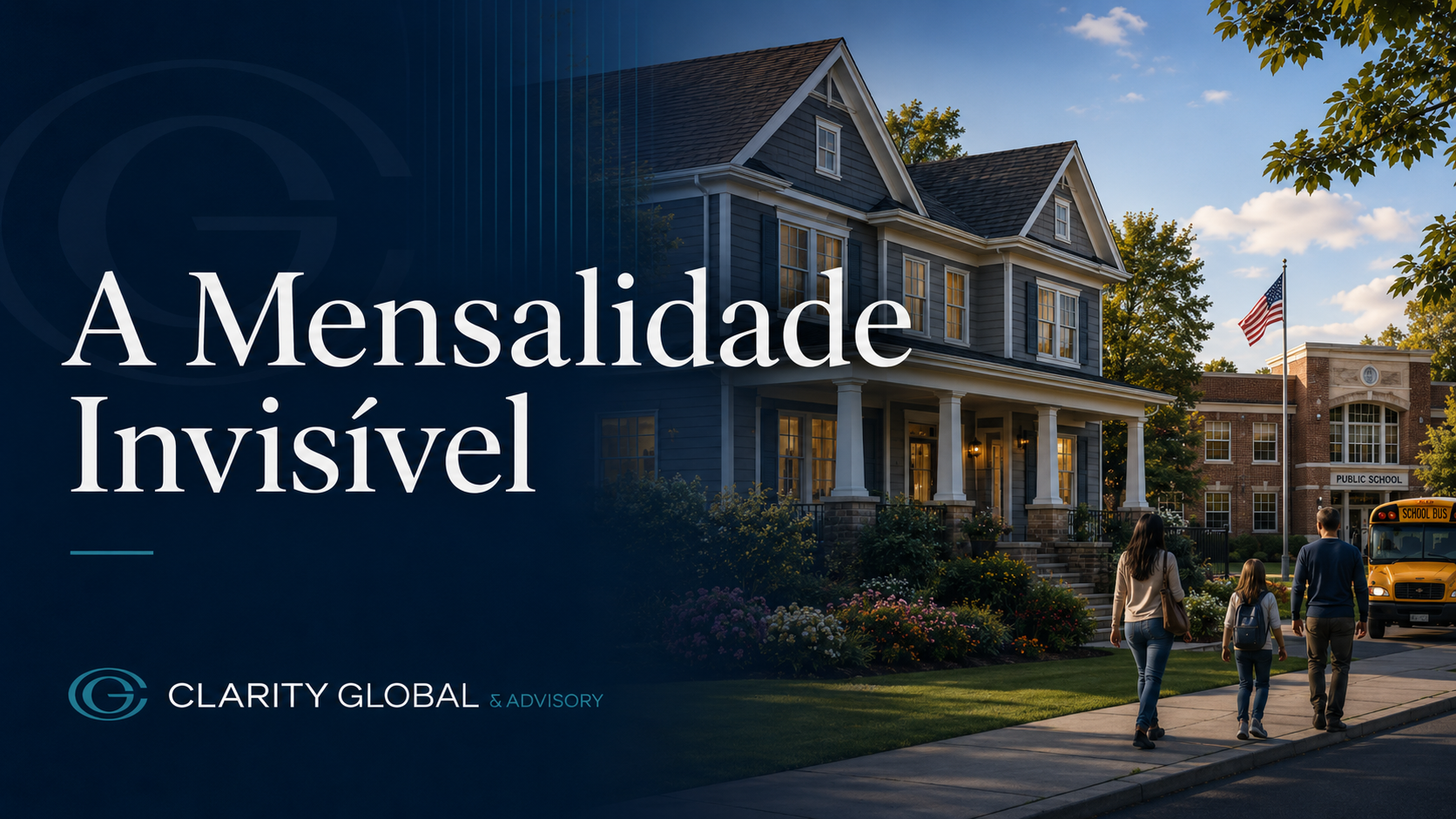 Imagem de casa residencial nos Estados Unidos próxima a uma escola pública, ilustrando como o school district pode influenciar o valor do imóvel.