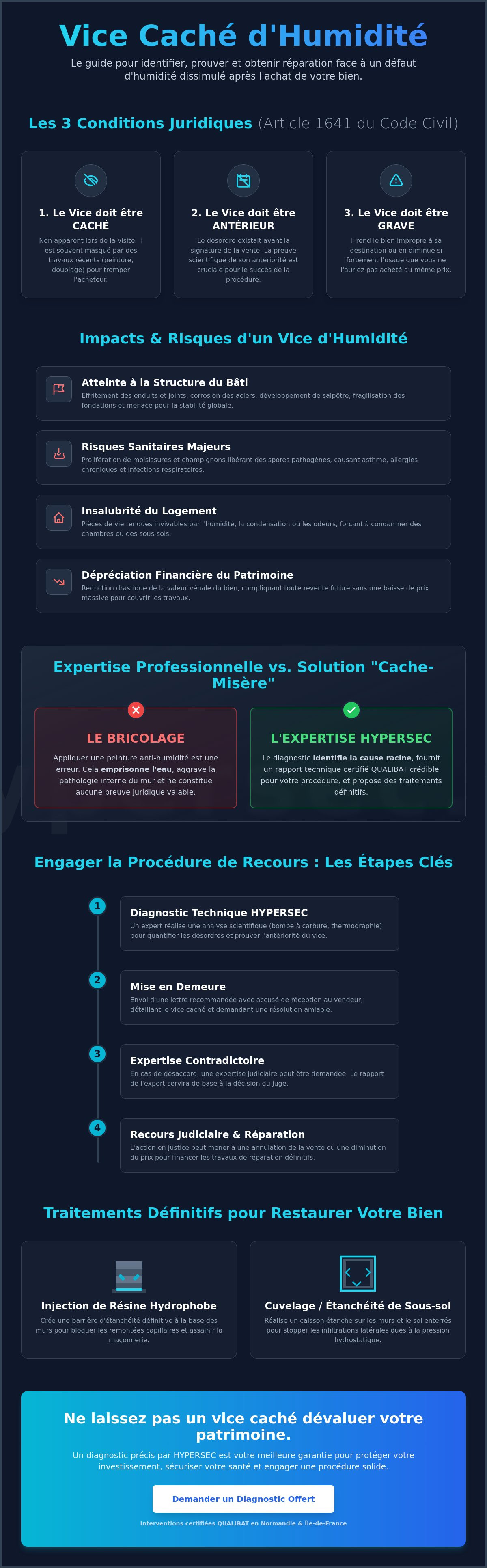 Procédure vice caché immobilier humidité