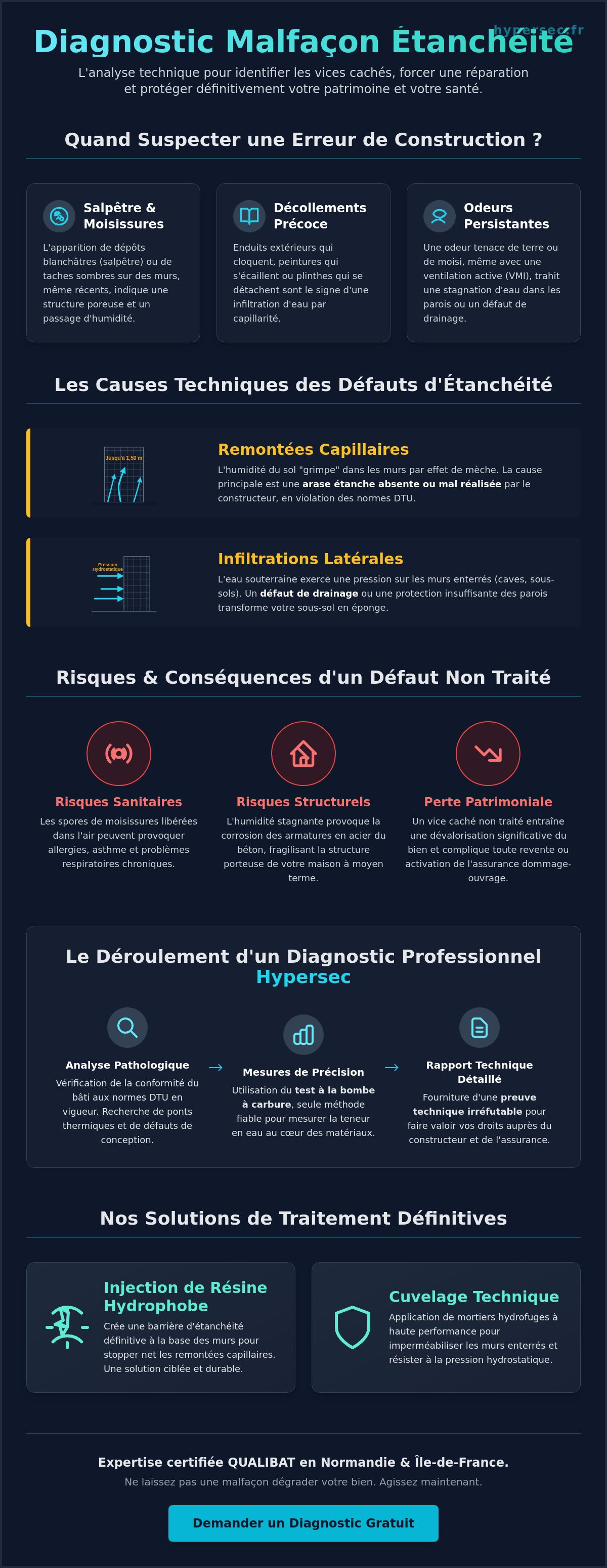 Diagnostic malfaçon étanchéité