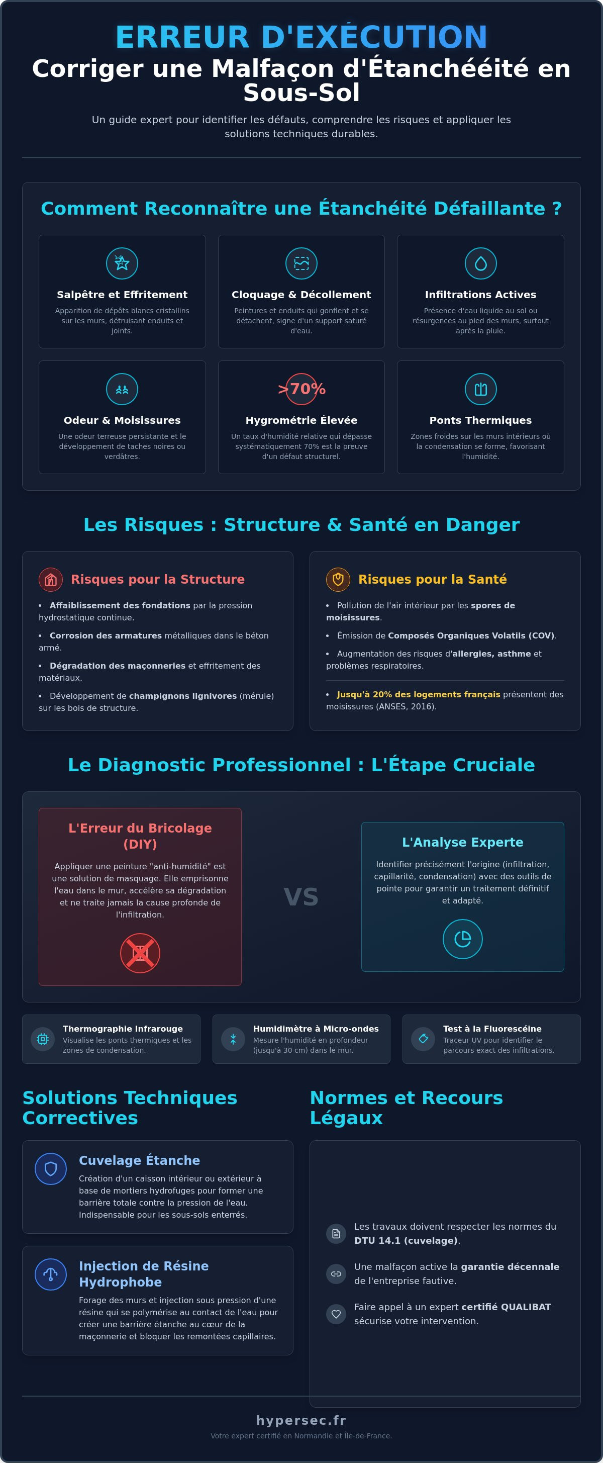 Corriger malfaçon étanchéité sous-sol