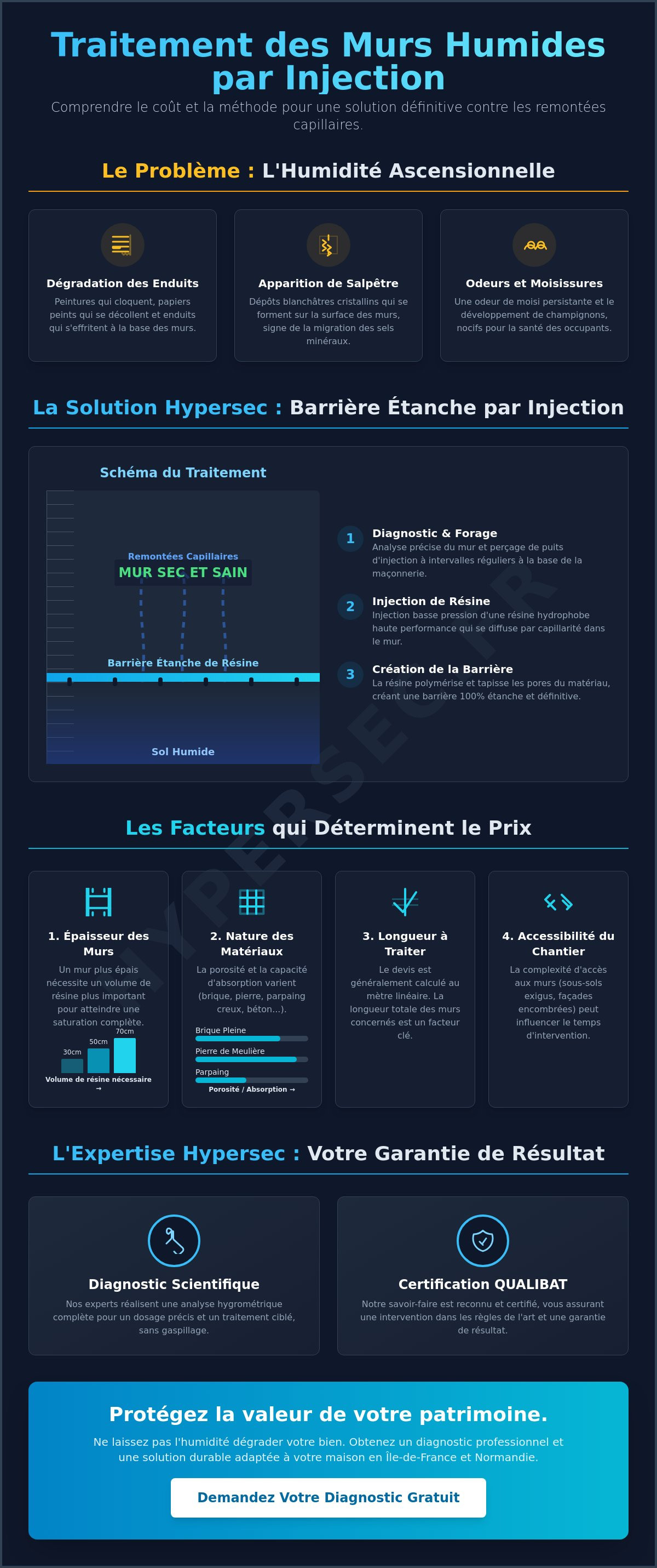 Prix traitement humidité mur par injection