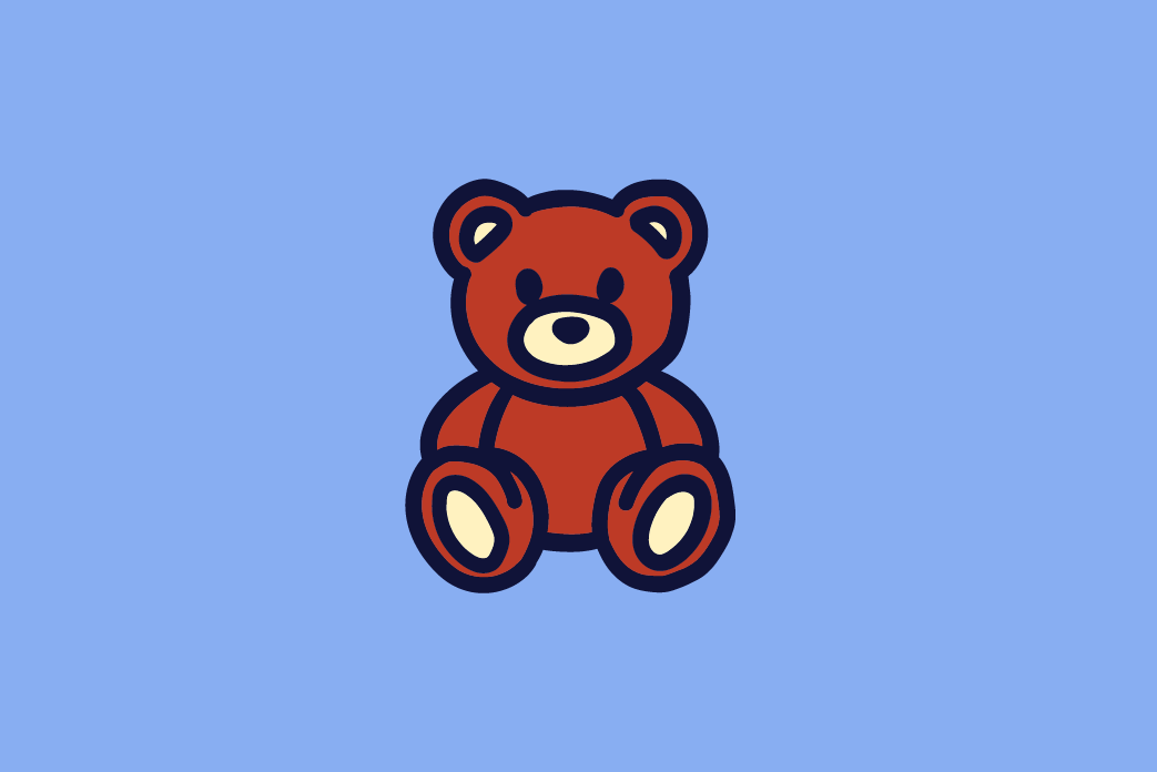 An illustration of a teddy bear over a blue background.