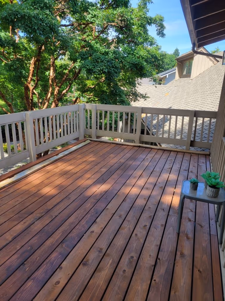 Stained cedar deck.