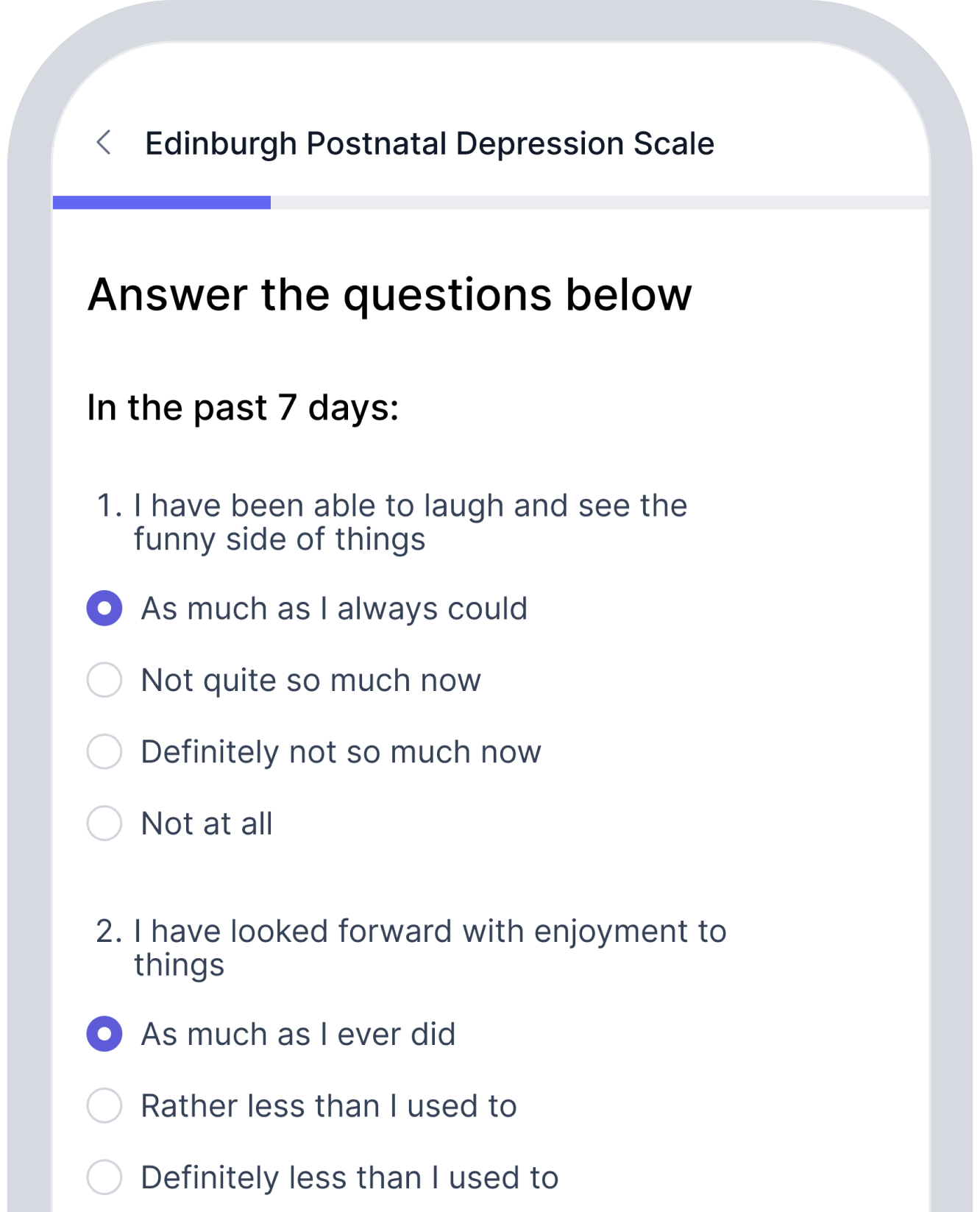 Digital Edinburgh Postnatal Depression Scale screening questionnaire