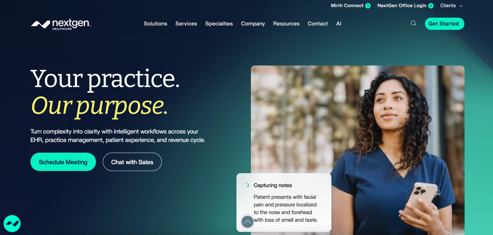 Screenshot of the NextGen homepage showing the platform's main navigation and hero section.