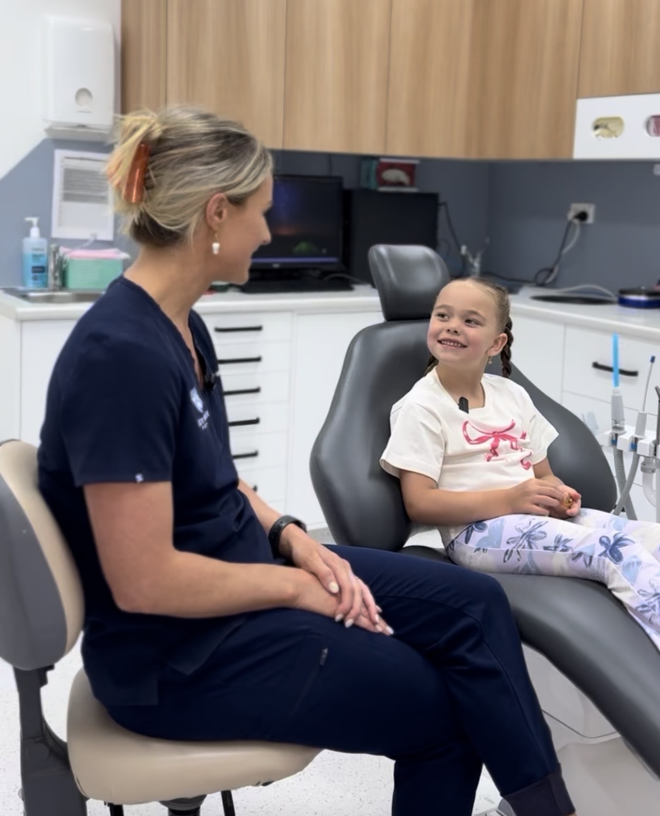 Oral health therapist performing a professional dental clean at Tidy Tooth Dental
