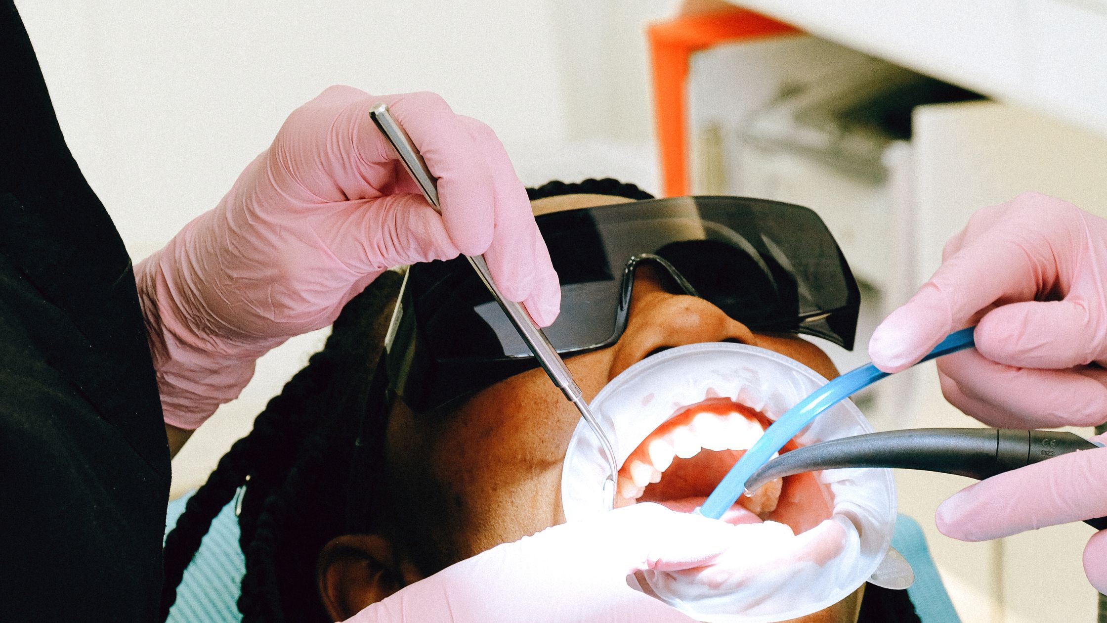 Close-up of healthy gums during a dental examination at Tidy Tooth Dental