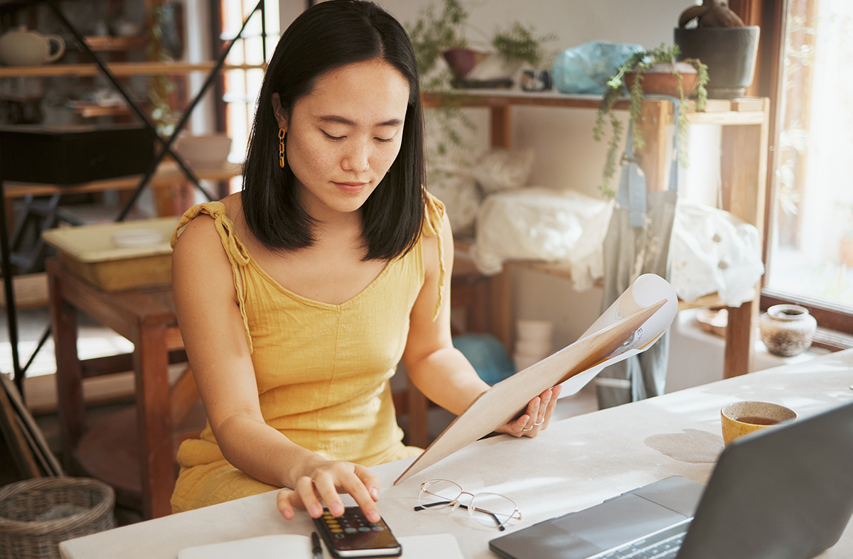 Woman researching for financial planning