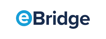 eBridge brand logo with a stylized blue 'e' inside a circle followed by 'Bridge' in dark text.