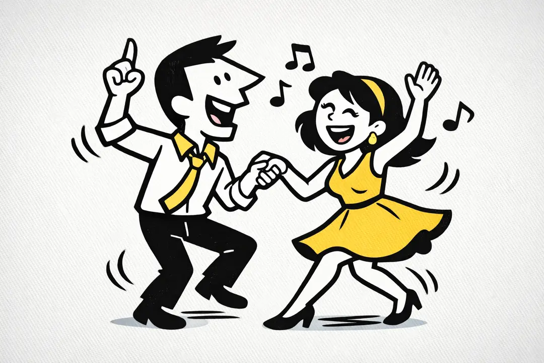 Ilustración de venezolanos bailando y celebrando eventos comunitarios