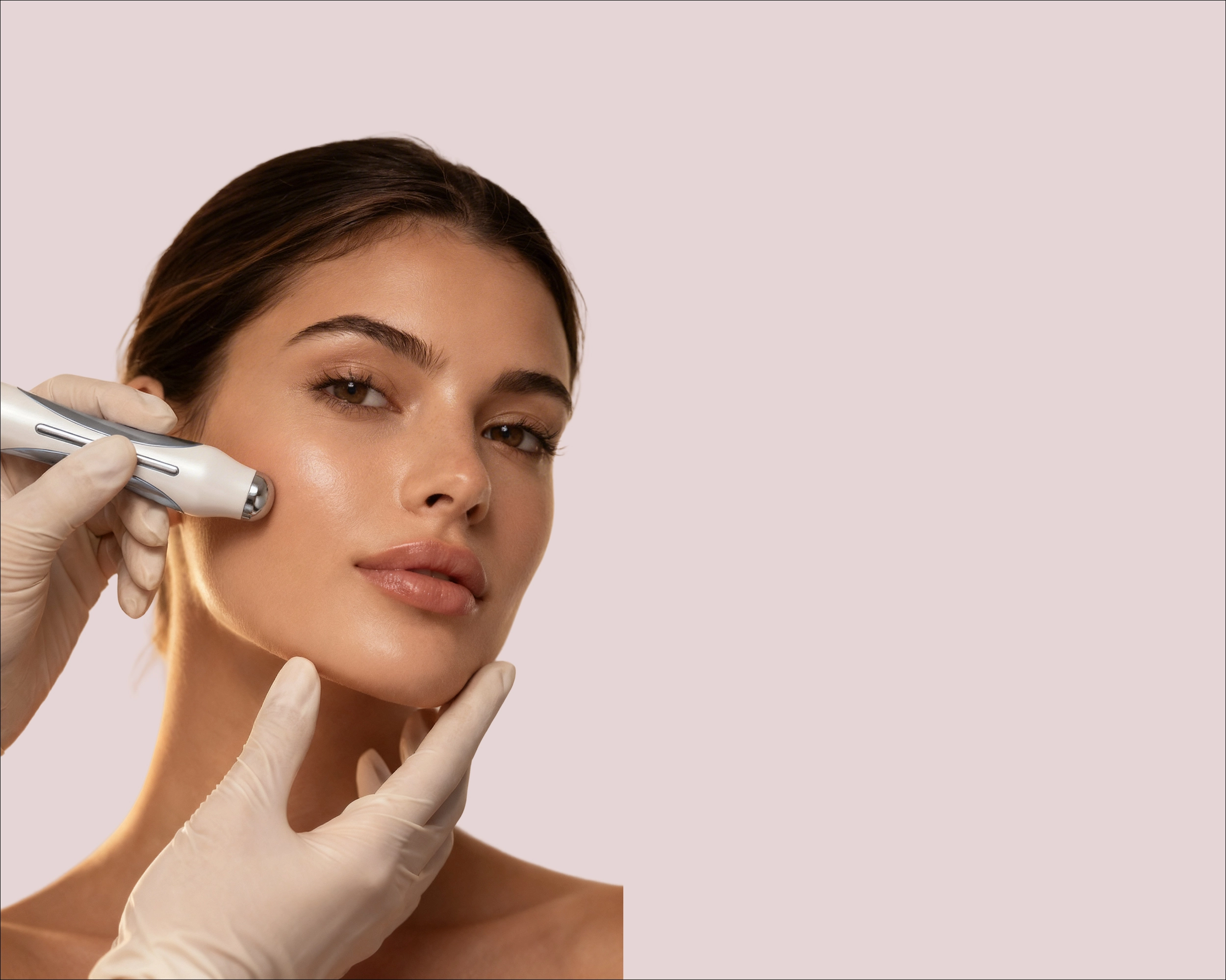 Advanced facial treatment using aesthetic device for skin tightening and rejuvenation at GloLab medspa Bellevue