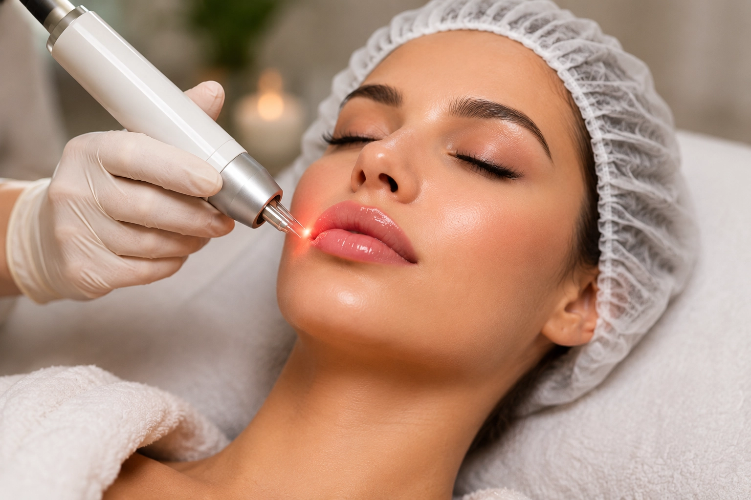 Advanced skin treatment with laser or device for glowing skin at Bellevue aesthetic clinic
