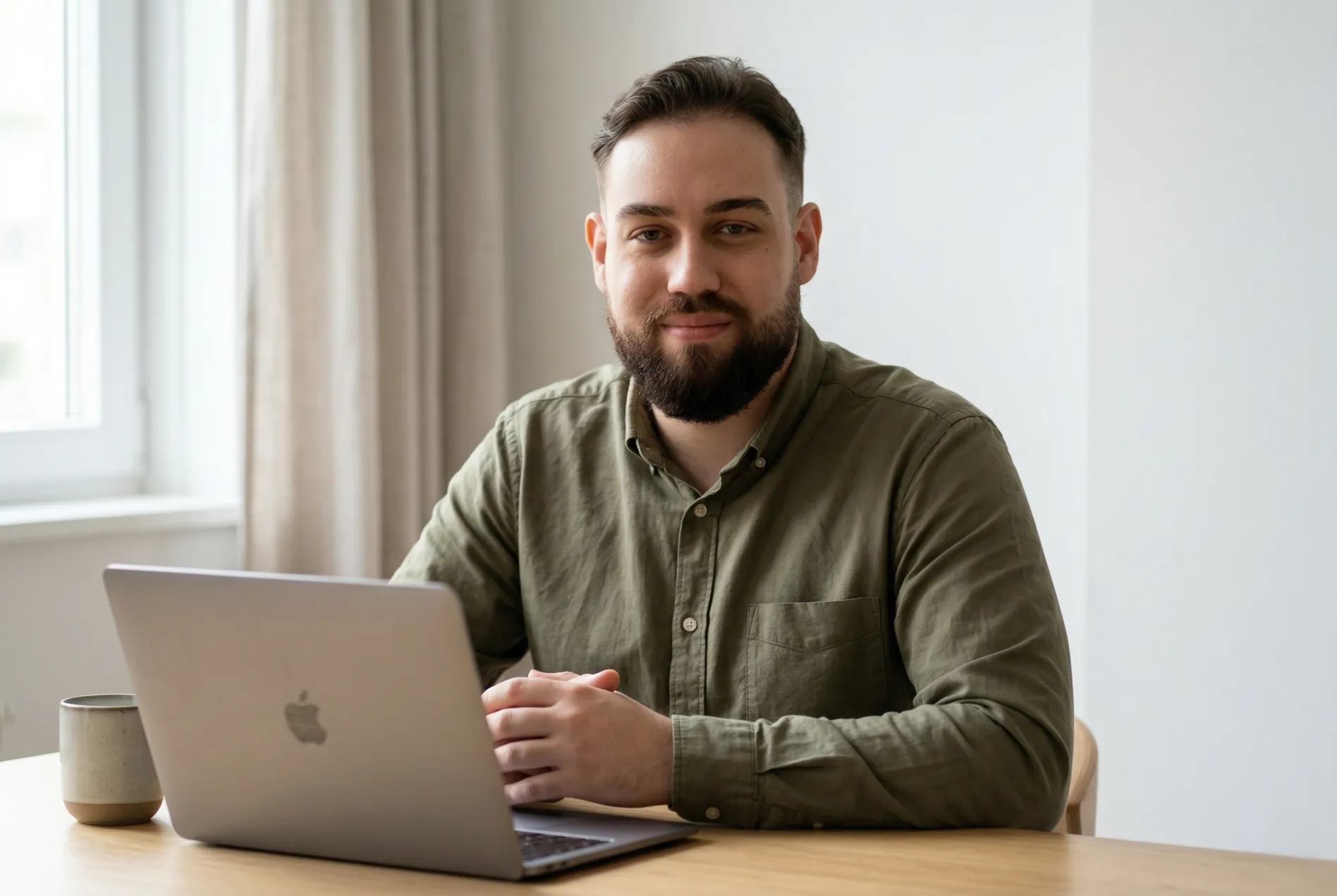 Iury Alves, psicólogo clínico, sentado em consultório