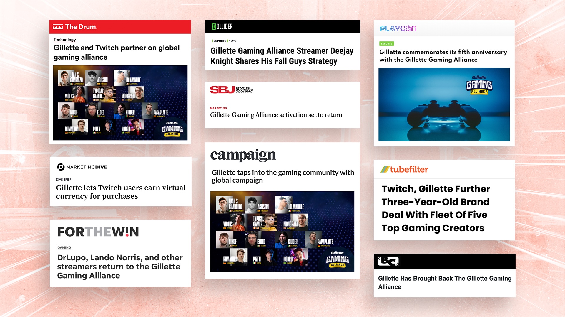 Collage of news headlines about Apex Legends VTuber avatars with anime-style character illustrations.