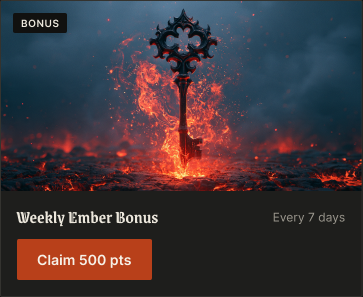 Emberfall Weekly Ember Bonus, claim 500 points