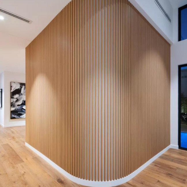 Office with Curved Wooden Panel Walls