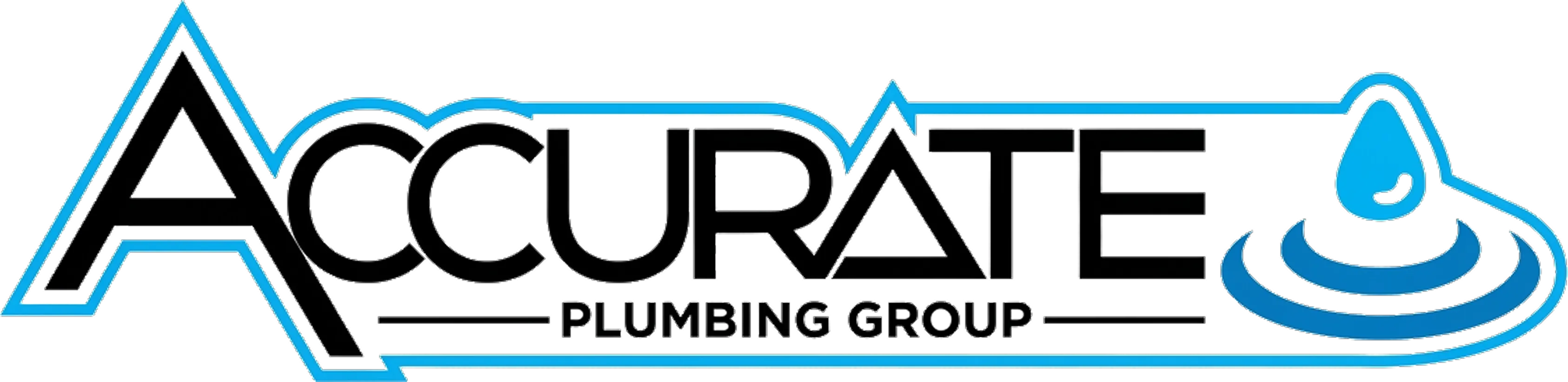 Logo of Accurate Plumbing Group with stylized text and a water drop icon inside a blue outline.