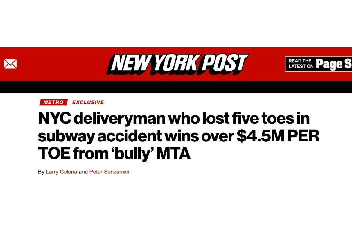 NYC delivery driver loses five pounds in subway, wins $4,500 from MTA for his experience.