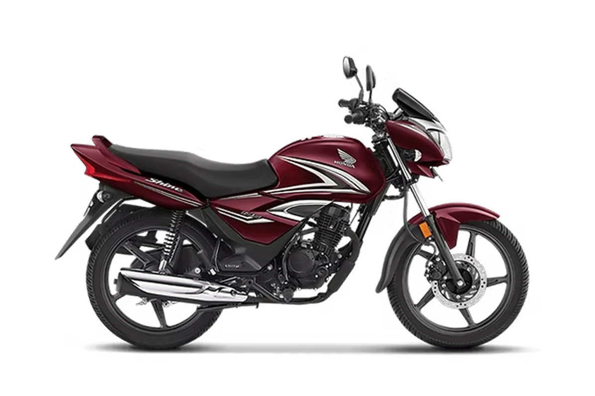 Maroon Honda Activa 125 scooter with a brown seat on a white background.