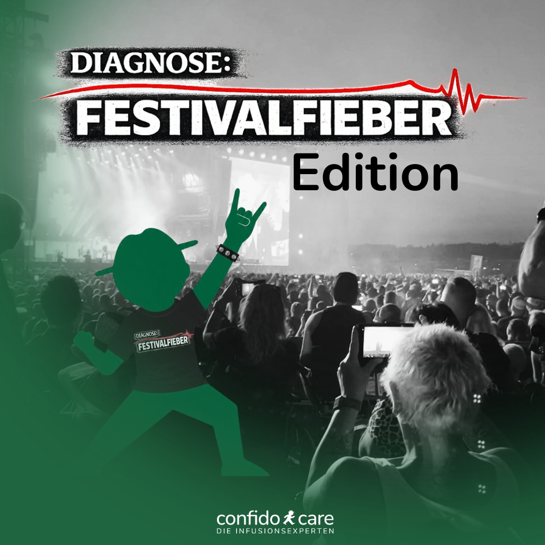 Podcast-Cover Diagnose Festivalfieber Edition mit jubelnder Menge vor Bühne