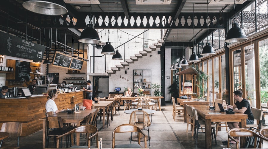 Busy Hong Kong restaurant interior with diners and warm lighting